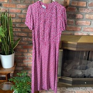 Vintage Floral Pink Dress Beautiful Size M